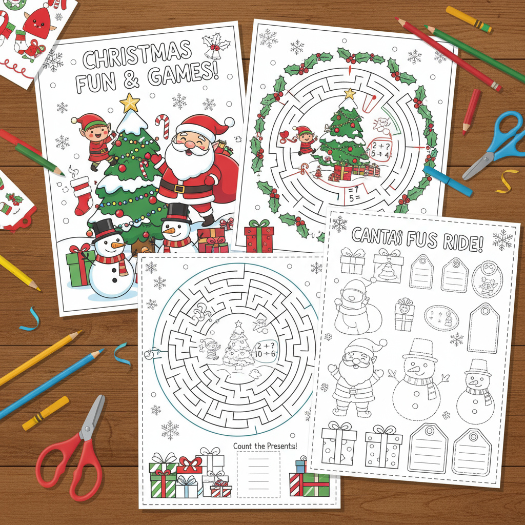 Christmas Fun and Learning: Holiday Coloring & Activity Pages for Kids